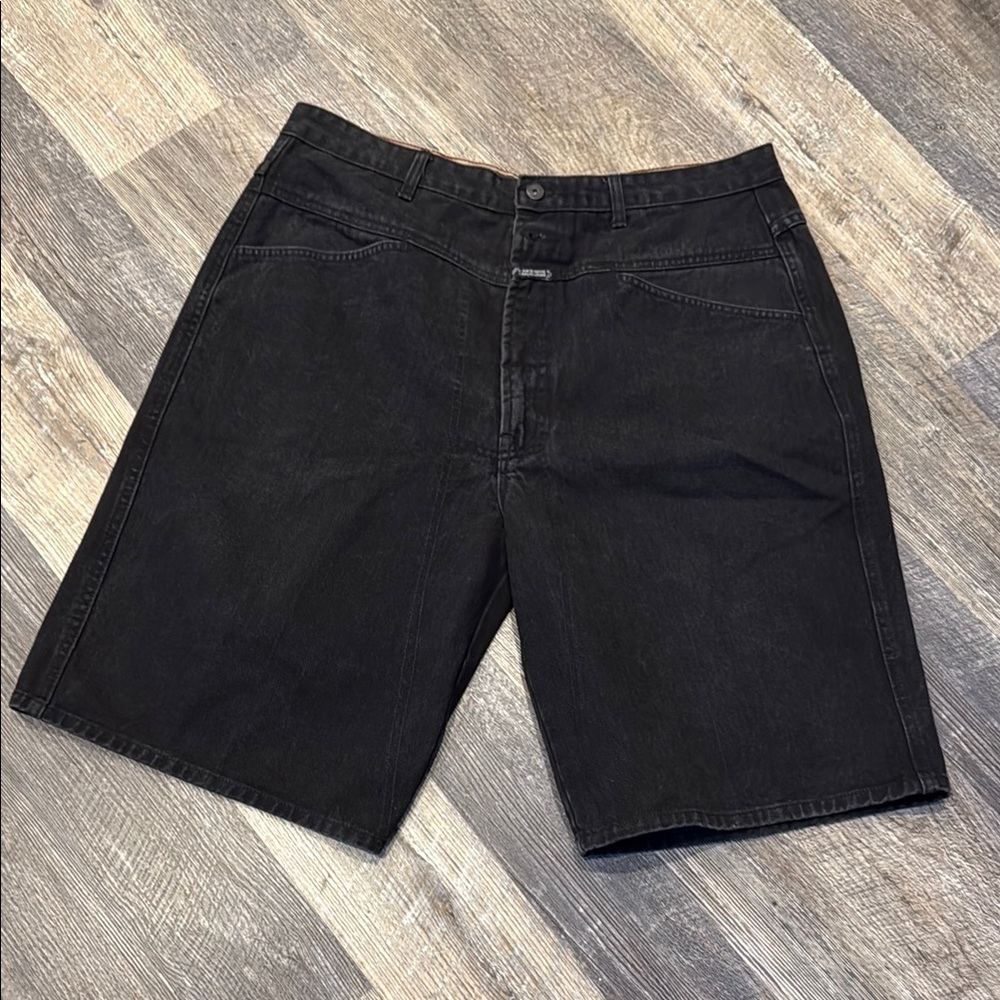 Vintage 90s Marithe Francois Girband Black Denim Shorts Loose Men Size 38 Y2K